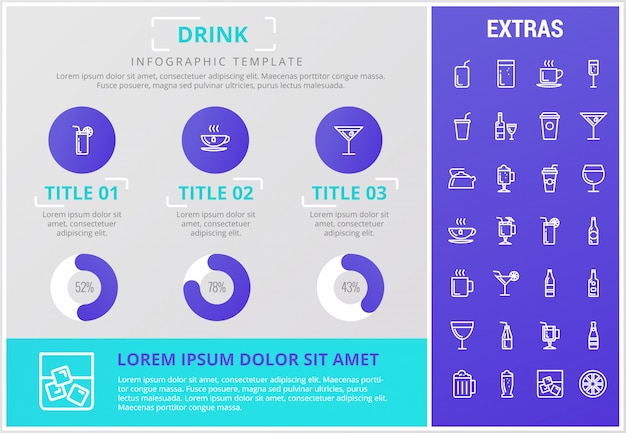Trinken sie infografik vorlage, elemente und symbole