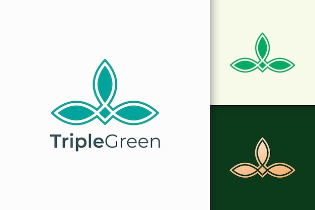 Triple leaf logo im femininen und luxuriösen stil für gesundheit und schönheit