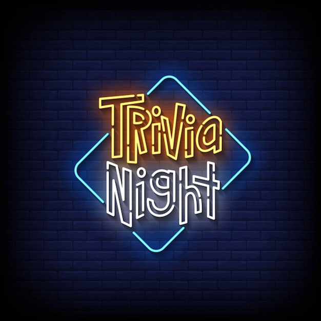 Trivia nacht leuchtreklamen stil text vektor