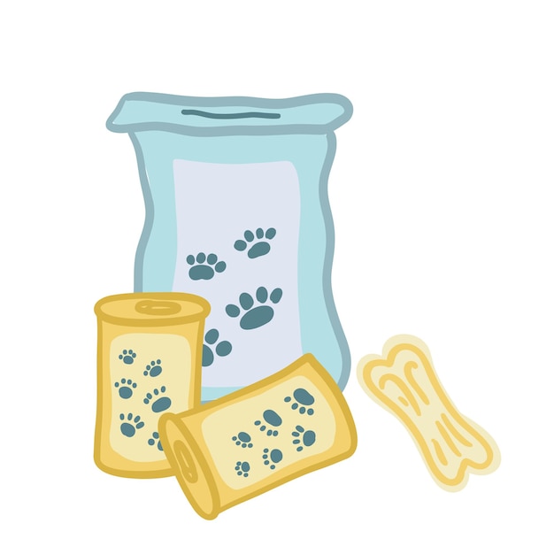 Trockene und feuchte hundefutter-flat-design-set