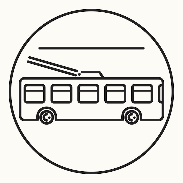 Trolleybus-Symbol mit minimalem Umriss