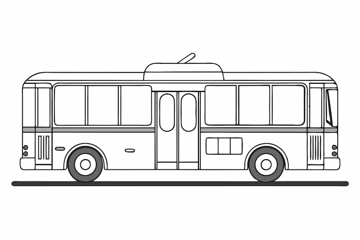 Vektor trolleybus-verkehrsarten isolierte kontinuierliche einzeilkunst flachillustration auf weißem hintergrund