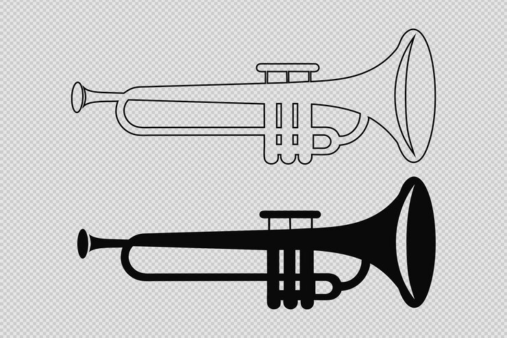Vektor trombone clipart musikinstrument silhouetten verstärker linienkunst für kreatives design