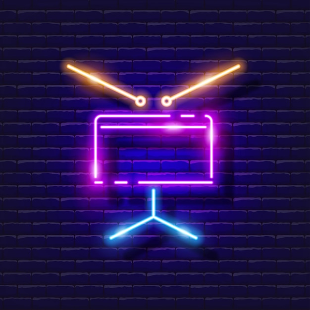Trommel-Neon-Symbol Musik leuchtendes Zeichen Musikinstrument-Konzept Vektorillustration für Tonstudio-Design Werbeschilder Gesangsstudio