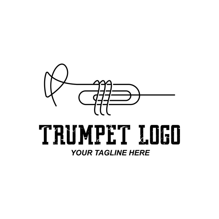 Vektor trompete-logo-design erzeugt melodie-musikinstrument-vektorskizzenillustration