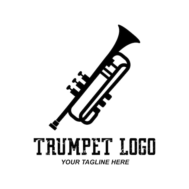 Trompete-Logo-Design erzeugt Melodie-Musikinstrument-Vektorskizzenillustration