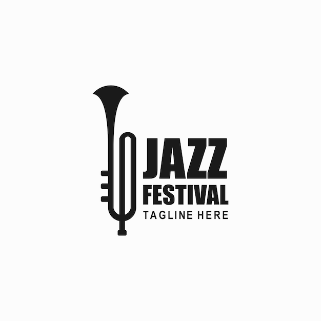 Vektor trompetenlogo, logo des jazzmusikfestivals