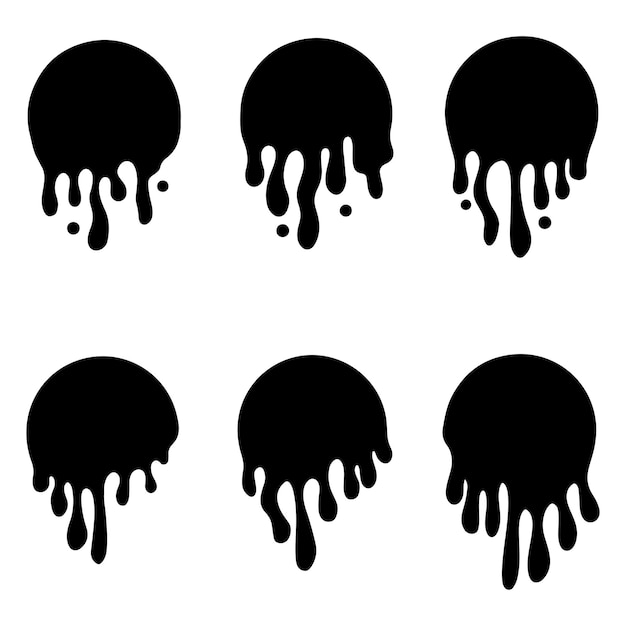 Tropfende Flüssigkeit. Aktuelle Farbe, Flecken. Farbe tropft. Aktuelle Tinten. isoliert auf weißem Hintergrund. Vektor-Illustration.