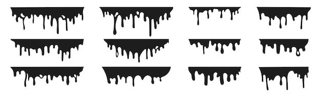 Vektor tropfendes öl, fließende flüssigkeit. farbe tropft. flüssigkeit tropft. vektorillustration