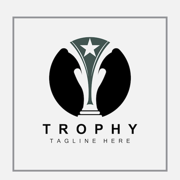 Vektor trophy logo design award winner championship trophy vektor erfolgsmarke