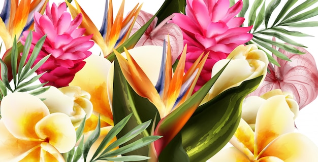 Tropic blumen aquarell hintergrund