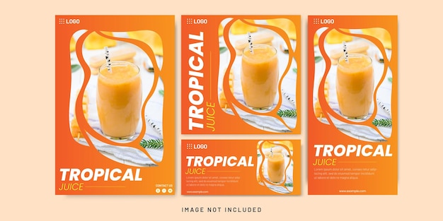 Tropical Juice Orange Color Flyer und Social-Media-Post-Bundle-Set