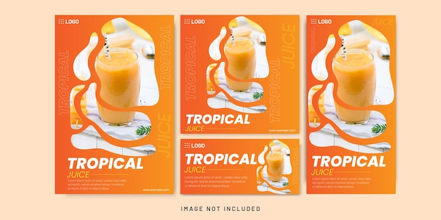 Tropical Juice Orange Color Flyer und Social-Media-Post-Bundle-Set