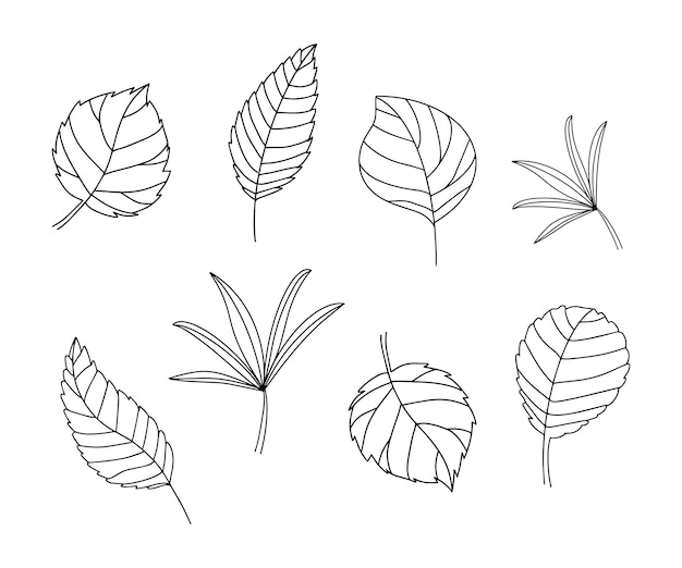 Tropical Leave Outline Pack-Vektor