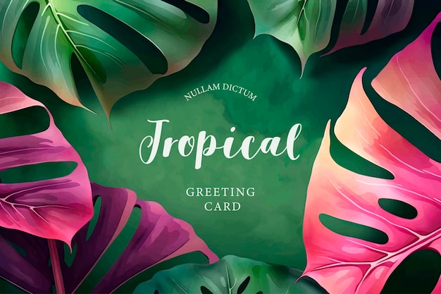 Tropische Aquarellpflanzen und Blumen Sommerurlaub Banner