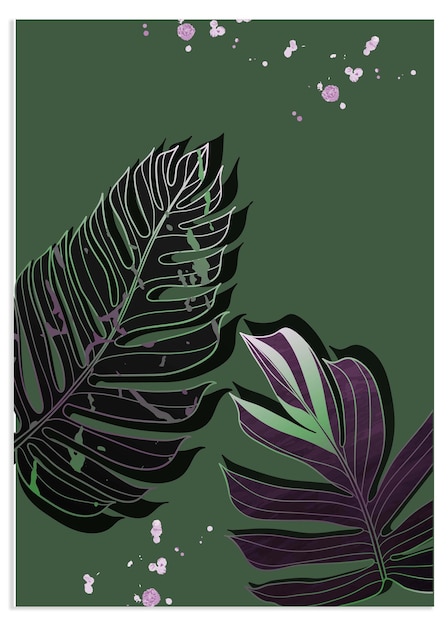 Tropische Blätter Wandkunst Vektor Set Designs