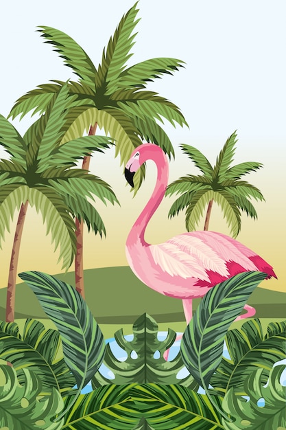 Tropische Flamingokarikatur