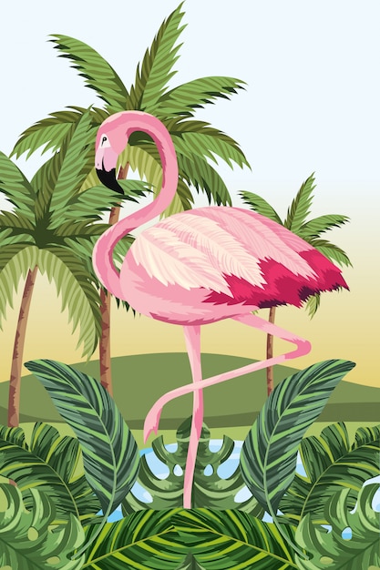Tropische Flamingokarikatur