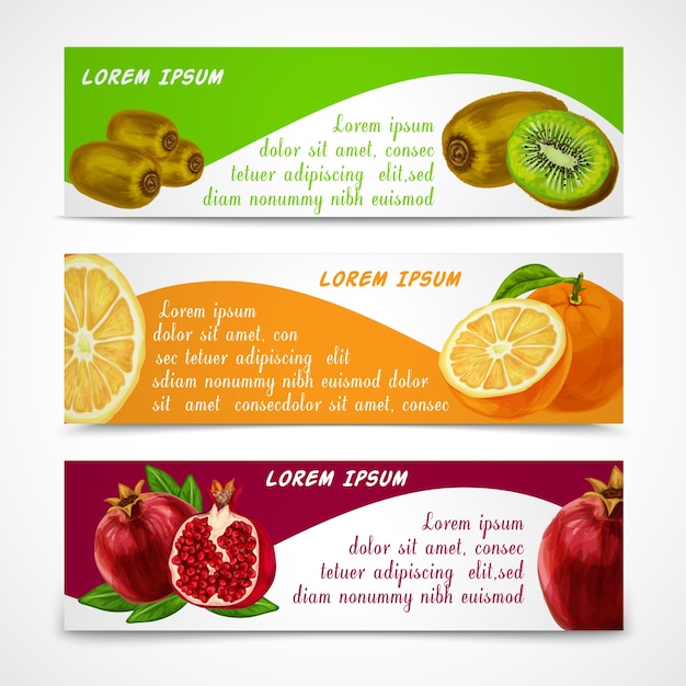 Tropische früchte banner-set