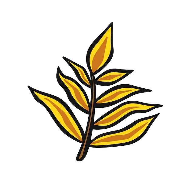 Tropische pflanzenblatt-gelbe aufkleberillustrationen