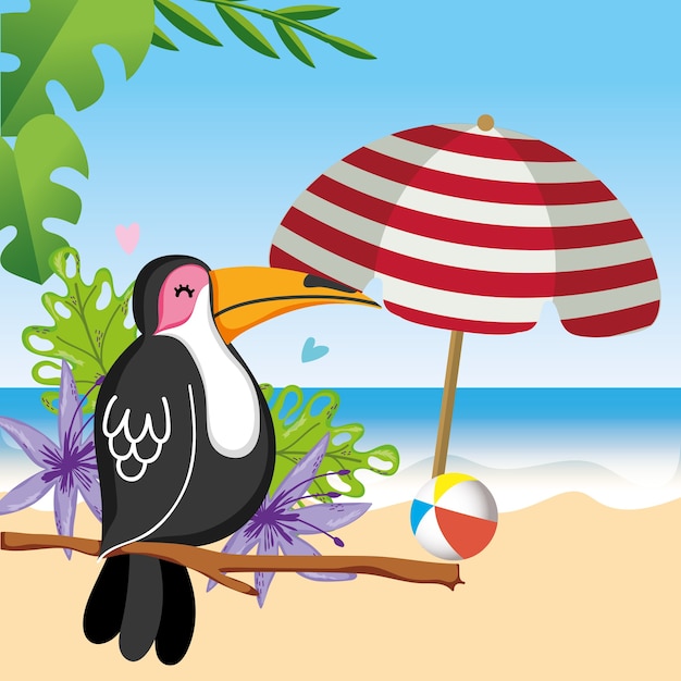 Tropische strand landschaft thema cartoon