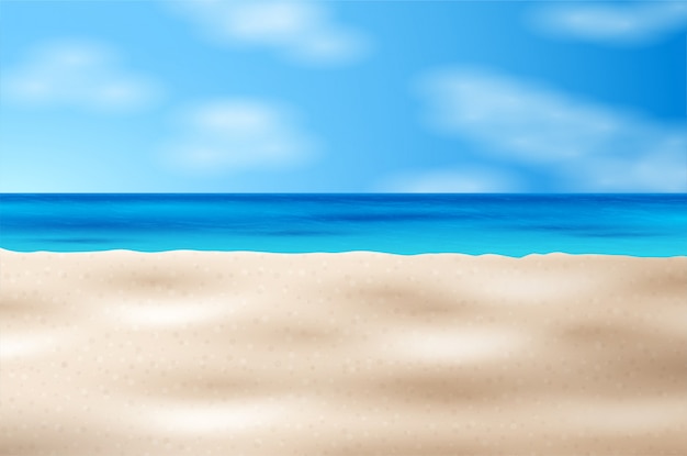 Tropische Strandlandschaft. Meerespanorama. Hintergrundillustration