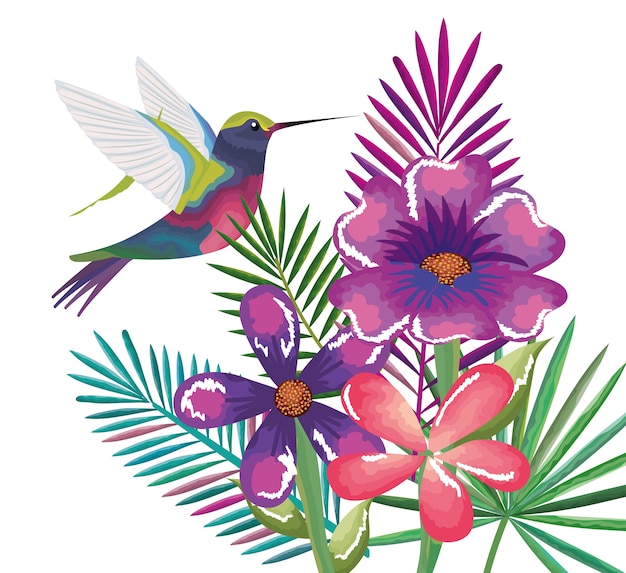 Tropischer und exotischer Garten mit Kolibri