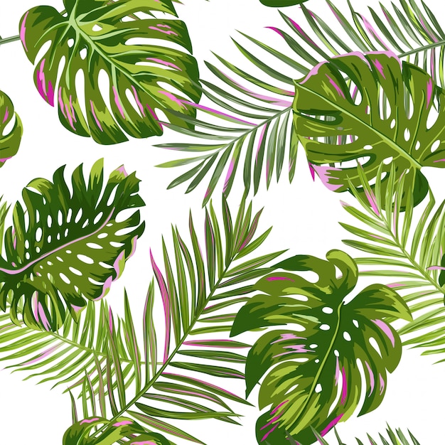 Tropisches palmblatt-nahtloses muster