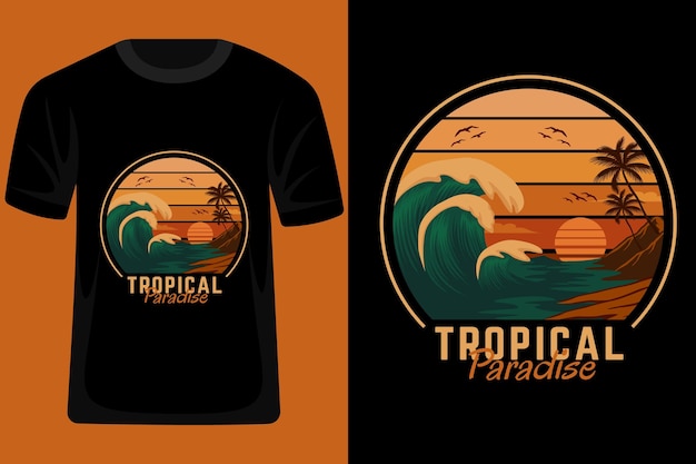 Tropisches paradies retro vintager t-shirt entwurf