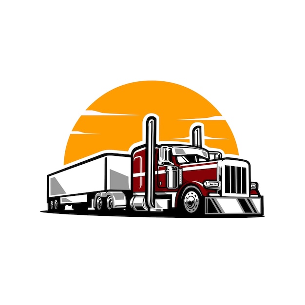 Trucking 18-wheeler-traktor-vektorillustration isoliert