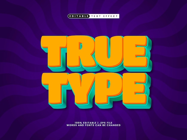 True-Typ-bearbeitbarer Text-Effekt im einfachen und modernen Textstil