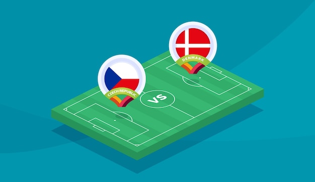 Tschechische republik gegen dänemark match-vektor-illustration fußball-meisterschaft 2020