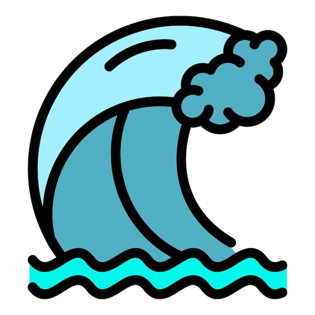 Vektor tsunami-wellen-symbol umriss tsunami-wellen-vektor-symbon farbe flach isoliert