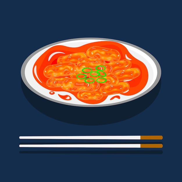 Vektor tteokbokki koreanischer illustrationsvektor