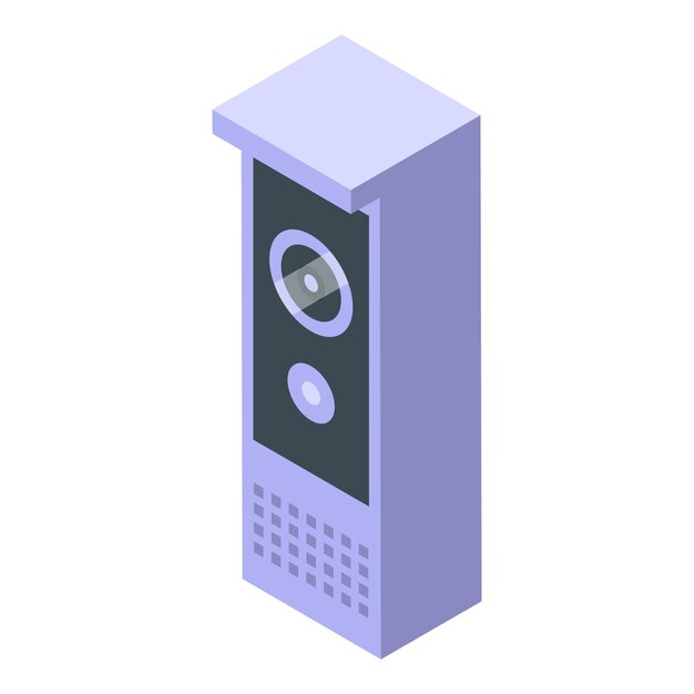 Türintercom-Symbol isometrischer Vektor Videokamera Systemglocke