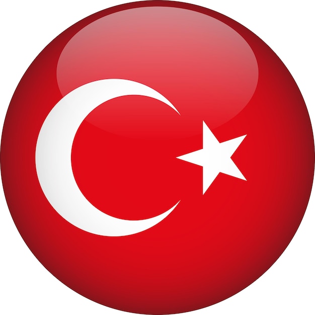 Türkei 3d abgerundete flaggenschaltfläche