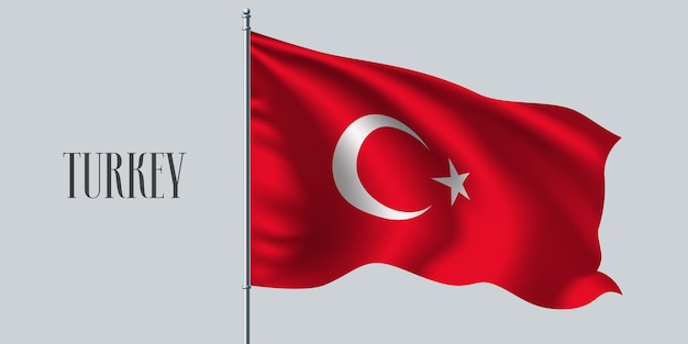 Türkei, die flagge auf fahnenmast schwenkt.