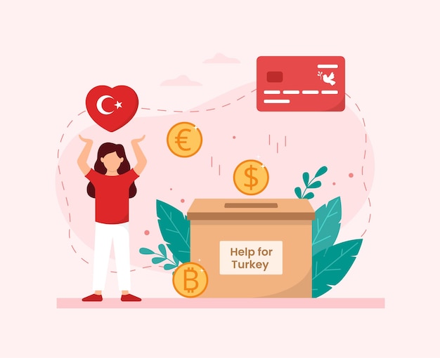 Türkei-erdbeben-spendenkonzept vektor-illustration in einem flachen stil