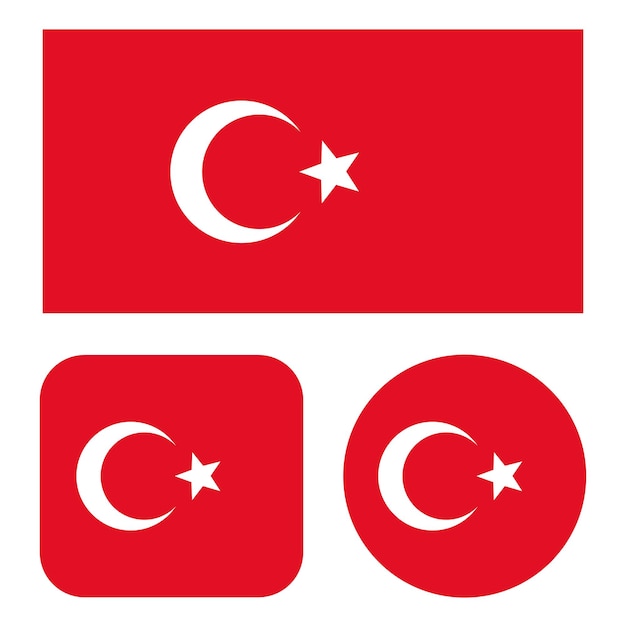 Türkei-flagge im rechteck-quadrat und im kreis