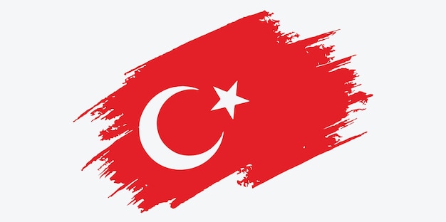 Türkei-flagge mit pinselfarbe auf transparentem hintergrund.