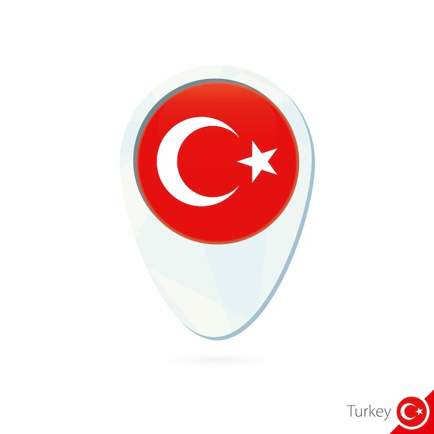 Türkei-flaggen-lageplan-pin-symbol auf weißem hintergrund