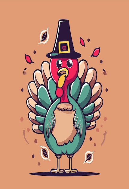 Türkei Happy Thanksgiving Design Clipart 2D Vektor