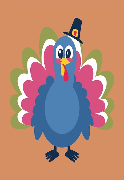 Türkei Happy Thanksgiving Design Clipart 2D Vektor