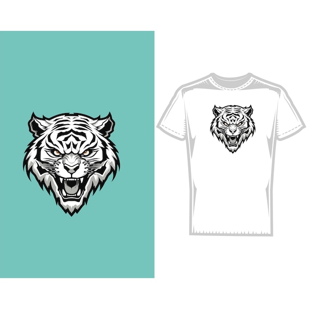 Türkis-weißes Tigerkopf-T-Shirt-Design