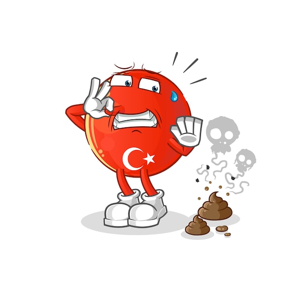 Türkische flagge mit stinkender abfallillustration. zeichenvektor