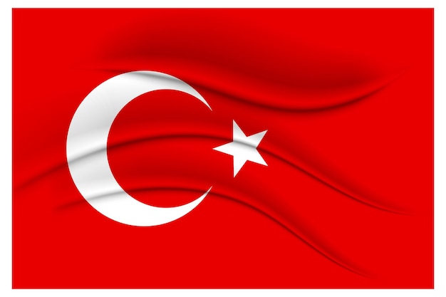 Türkische flagge. seideneffekt mit falten. abbildung, vektor