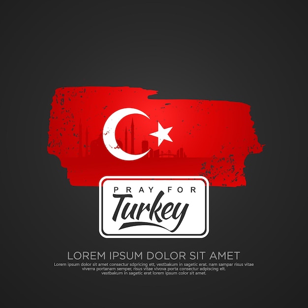 Türkische flagge und karte im grunge-stil für grußkarten