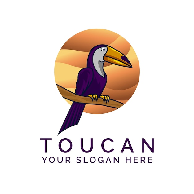 Tukan, vogel, logo, design, schablone, vektor, illustration