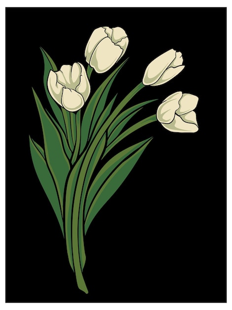 Vektor tulip flower design vektordesign für elemente, editierbare farben