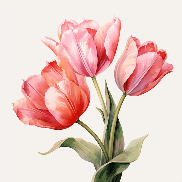 Tulpen-satz handgezeichnete aquarell-illustration